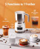 5 in 1 pearl white electric milk foam LED touch control 0.4L/13.5oz cold foam 360¬∞, rotating base detachable cold and hot foam and steamer SUS304