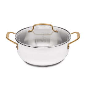 8qt Nonstick Ceramic Coated Aluminum Wide Stock Pot (Color: Cream)